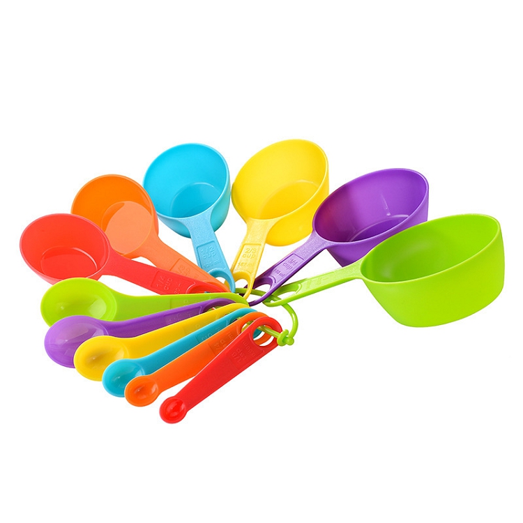 Wholesale 12 piece set multi color plastic measuring cups and spoons set